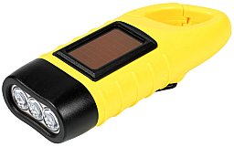 LED Kurbel Taschenlampe "Twin Power Dynamo" mit Solarzelle in Gelb