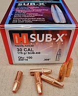 .308/.30-175 grs Sub-X Hornady Geschosse 100 Stk. No. 30718# SSZ Berka