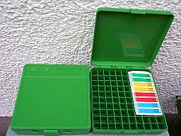 " Mit Scharnier"MTM CASE-GARD P-100er Patronenbox für .45 ACP/.40 S&W/10 MM Auto grün