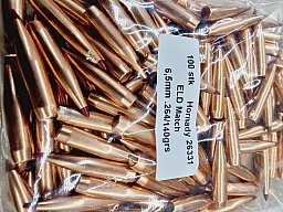 6,5/.264-140grs ELD-Match Hornady Geschosse lose 100 Stk. aus Bulk No. 26331B # SSZ Berka