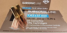 .308win/ 7,62x51/200grs FMJBT Subsonic Line PPU 20 stk. A-662 # SSZ Berka