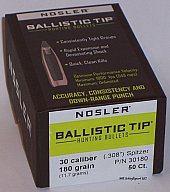 50St. NOSLER Geschosse .30(308Dia.) - 180 - BALLISTIC TIP - #30180
