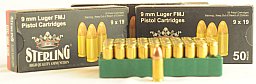 Sterling ; 9mm Luger; 3 Schachteln ; Vollmantel