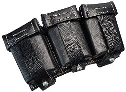 Wehrmacht Elite 3-teilige Patronentasche 98K, schwarz Magazintasche Leder