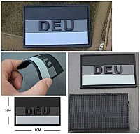 PVC Patch Rubber DEU taktischer Deutschland Klettpatch 8×5 cm in Grau/Schwarz