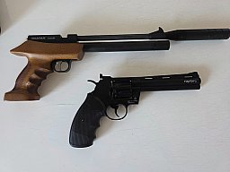 Diana Raptor 6" Revolver und Diana Bandit mit Schalldämpfer - Co2 und Pressluft