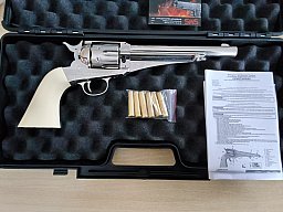 CO2 Revolver Crosman Remington 1875 Nickel Finish hochglanzpoliert Kaliber 4,5 mm BB und Diabolo