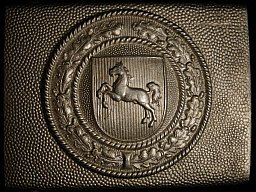 WK2 Polizei Feuerwehr Koppelschloss mit Wappen, Alu