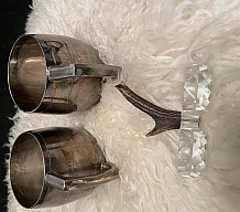 2 Versilberte Englische Metall Bier Krüge