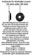 Irisblende mit Halteclip für Glashalter 25 mm und 39 mm