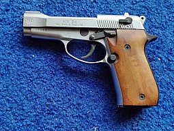 Rarität! Weihrauch HW 94 Stainless-Look / Nickel mit edlen Holzgriffschalen – Kal. 9mm R Knall