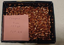 9mm Geschosse von CAMPRO 125gr FCP RN