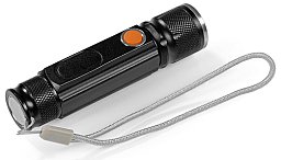 MAXXMEE Mini-Taschenlampe wiederaufladbar Schwarz mit zuschaltbarer Arbeitsleuchte und Magnet