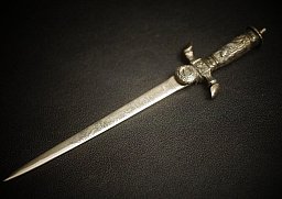 Hirschfänger, WK2, Werbegeschenk, beidseitige Ätzung, Brieföffner, selten