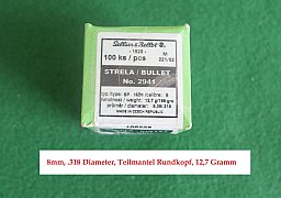 100 Stück Sellier & Bellot Geschosse .318, 196grs 12,7g Teilmantel Rundkopf 8 mm Kaliber