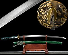 Erotische Katana mit 14 -mal gefaltete differenziert gehärteter Damast Klinge Handgeschmiedetes!!!