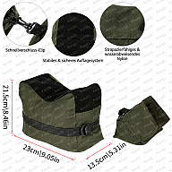 Schießsack SET Gewehr Auflagekissen Einschieß-Sack Vorne & Hinten mit Schnellverschluss-Clip