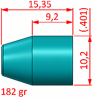 10 mm TC Bleigeschosse | 818 Stk. | Epoxydbeschicht & .401 kalibriert | 182 grain | RAL 5018