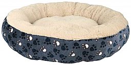 TRIXIE Hundebett TAMMY rund 50cm Durchmesser, blau/beige | Softplüsch, Polyester-Bezug, mit Kissen