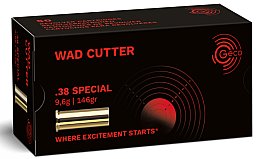 50 Schuss GECO .38 SPECIAL WC WAD CUTTER Präzisions Scheiben Munition 146gr 9,6g Revolverpatronen