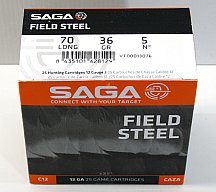 25 x SAGA FIELD STEEL Bleifrei Stahlschrot Jagdschrotpatronen 12/70 3,0mm #5 36g No 5 - 1050 BAR