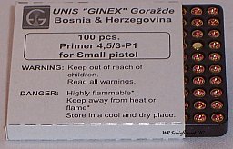 1000St. GINEX Boxer-Zündhütchen - SMALL Pistol -