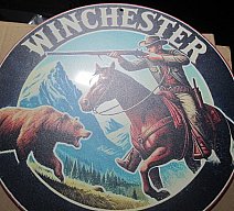 WERBUNG für Winchester WAFFEN hier als Kopie auf Blech rund 20 cm-2