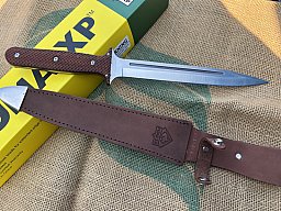 PUMA XP pig sticker 15, Abfangmesser, Pakkaholz braun mit Fischhaut, Lederscheide