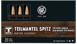 20 Schuss RWS .222 Rem. TMS 50gr 3,2g > Teilmantel Spitz Jagd Munition > Leichtes Wild Reh Fuchs