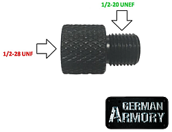 Gewindeadapter von 1/2X28 - 1/2X20 o. 1/2X20 - 1/2X28 Schalldämpfergewinde Laufgewinde Waffengewinde