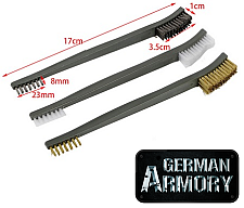 3 teiliges Reinigungsbürstenset Waffenpflege Waffenreinigung Restauration BüMa AR15 MP5 UZI