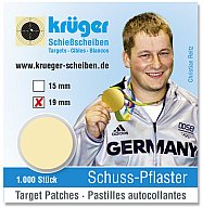 1 x 1.000 St. Schußpflaster in SPENDERPACKUNG Schuss-Pflaster ø19 mm selbstklebend CHAMOIS = Braun !