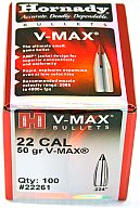 100St. HORNADY V-MAX Geschosse CAL 22 .224 50gr VARMINT #22261 | Small Game Raubwild Jagd & präzise
