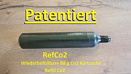 88 g Co2 Kartusche - Wiederbefüllbar ! patentiert ! RefCo2 ! Je Füllung nur 0,35 € - 1,25 €