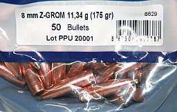50 Stück PPU PrviPartizan Geschosse #B-629 | Cal.8MM.322 - 175grs/11g Z-GROM Bleifrei! ZINN-Deformat