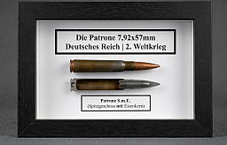 PATRONE 7,92x57 SmE wk2 k98 mg42 g43 Wehrmacht Schaukasten MUNITIONSDISPLAY geschenk