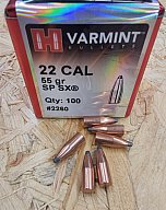 .22/.224/55grs SP SX Hornady No. 2260 Geschosse 100 Stk.