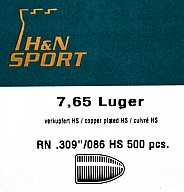 500St. H&N Geschosse .309 7,65mmPara/7,63Mauser RN HS 86grs/5,57g|Haendler&Nattermann BLEI Rundkopf