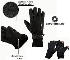 Warme Fleece-Handschuhe mit ablappbaren Fingerkuppen und "Touch-Funktion"