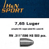 500St. H&N Geschosse .311 7,65Para/Luger/Nagant RN HS 86grs/5,57g|Haendler&Nattermann BLEI Rundkopf