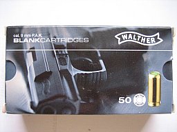 Knallpatronen -- Qualitätshersteller WALTHER -- Cal. 9mm P.A.K**