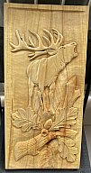 Holzschnitzerei Brunfthirsch
