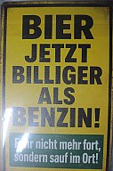 Bier ist billiger als Benzin - Schild Holz 15x20