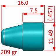 45 ACP | SWC-Geschosse | 621 Stk. | Blei-Epoxydbeschicht & .452 kalibriert | 209 grain | RAL 5018
