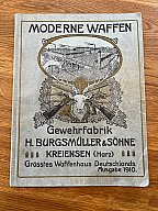 Katalog Moderne Waffen Gewehrfabrik H.Burgsmüller Original !! von 1910