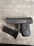 Schreckschusspistole HS 5 A G mit PTB 100-69. Beschussjahr 1972.
