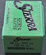 .357 158 gr. JHC-SportsMaster-PowerJacket-Nr.8360-Sierra-Geschosse