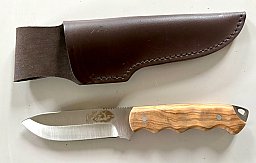Jagdmesser N690 Böhler Stahl Olivenholz Griff wie neu