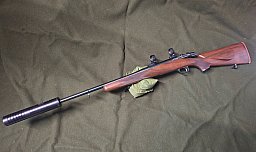 Repetierer Jongmans .30-06 mit Schalldämpfer und EAW Schwenkmontage