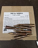 7,62x54R/148 Surplus Munition, verkupfert Stahlhülse 100 Stk. # SSZ Berka